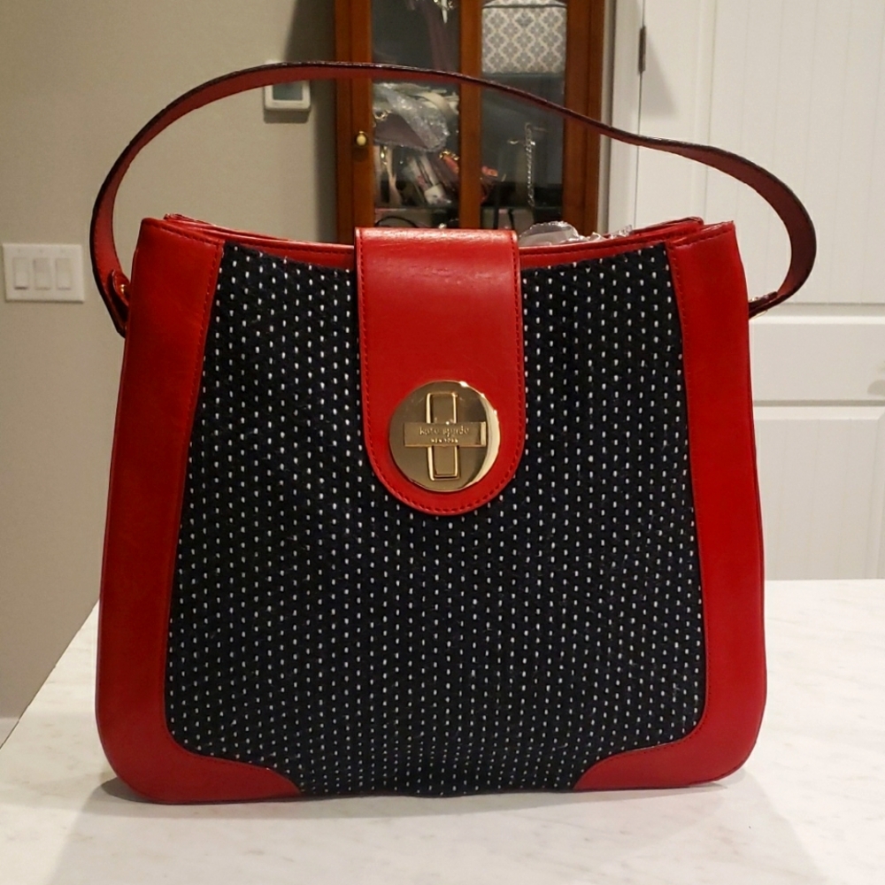 Kate Spade ♠️ Red and Navy Handbag Large